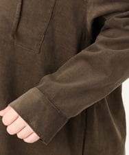 OLELA07129 eur3(エウルキューブ) 【大きいサイズ】コーデュロイフーディーシャツチュニック ダークブラウン(87)