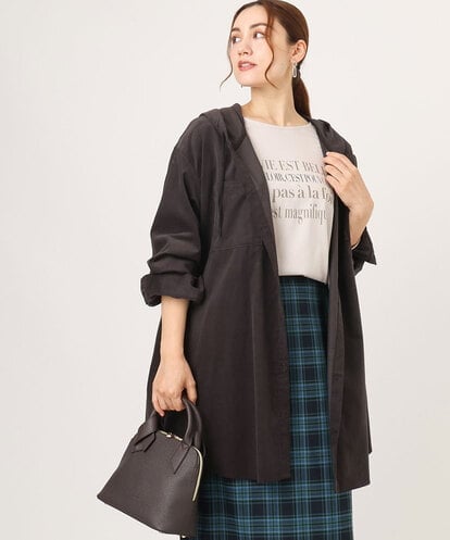 OLELA07129 eur3 【大きいサイズ】コーデュロイフーディーシャツチュニック