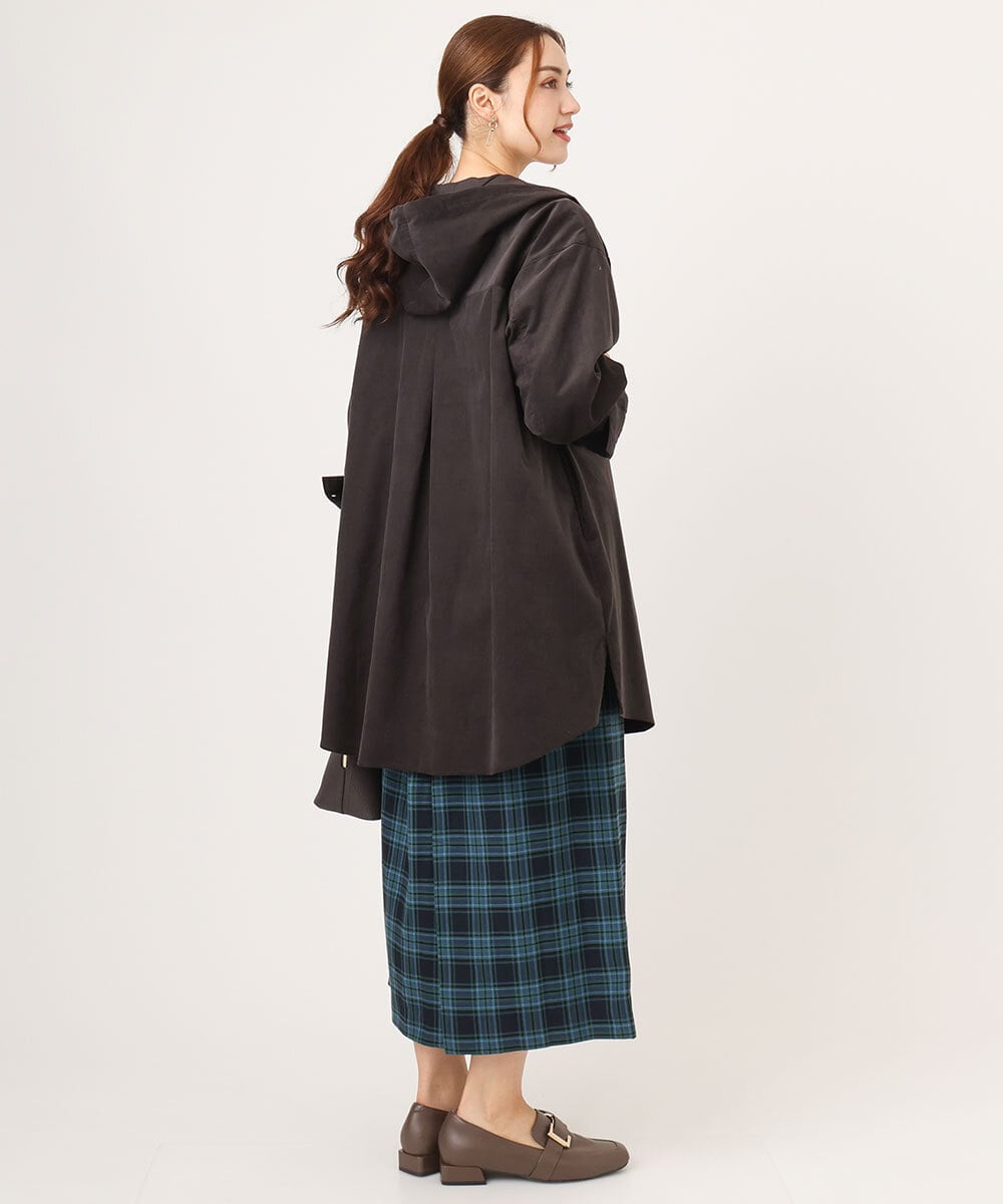 OLELA07129 eur3(エウルキューブ) 【大きいサイズ】コーデュロイフーディーシャツチュニック ダークグレー(93)
