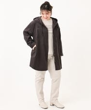 OLELA07129 eur3(エウルキューブ) 【大きいサイズ】コーデュロイフーディーシャツチュニック ダークグレー(93)