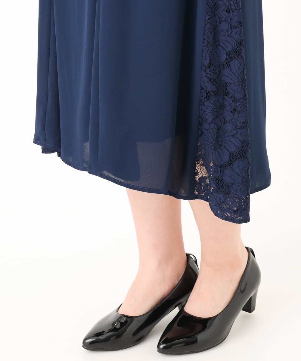 OLELA08179 eur3(エウルキューブ) 【WEB先行販売】【大きいサイズ】サイドレースドレス ネイビー(57)
