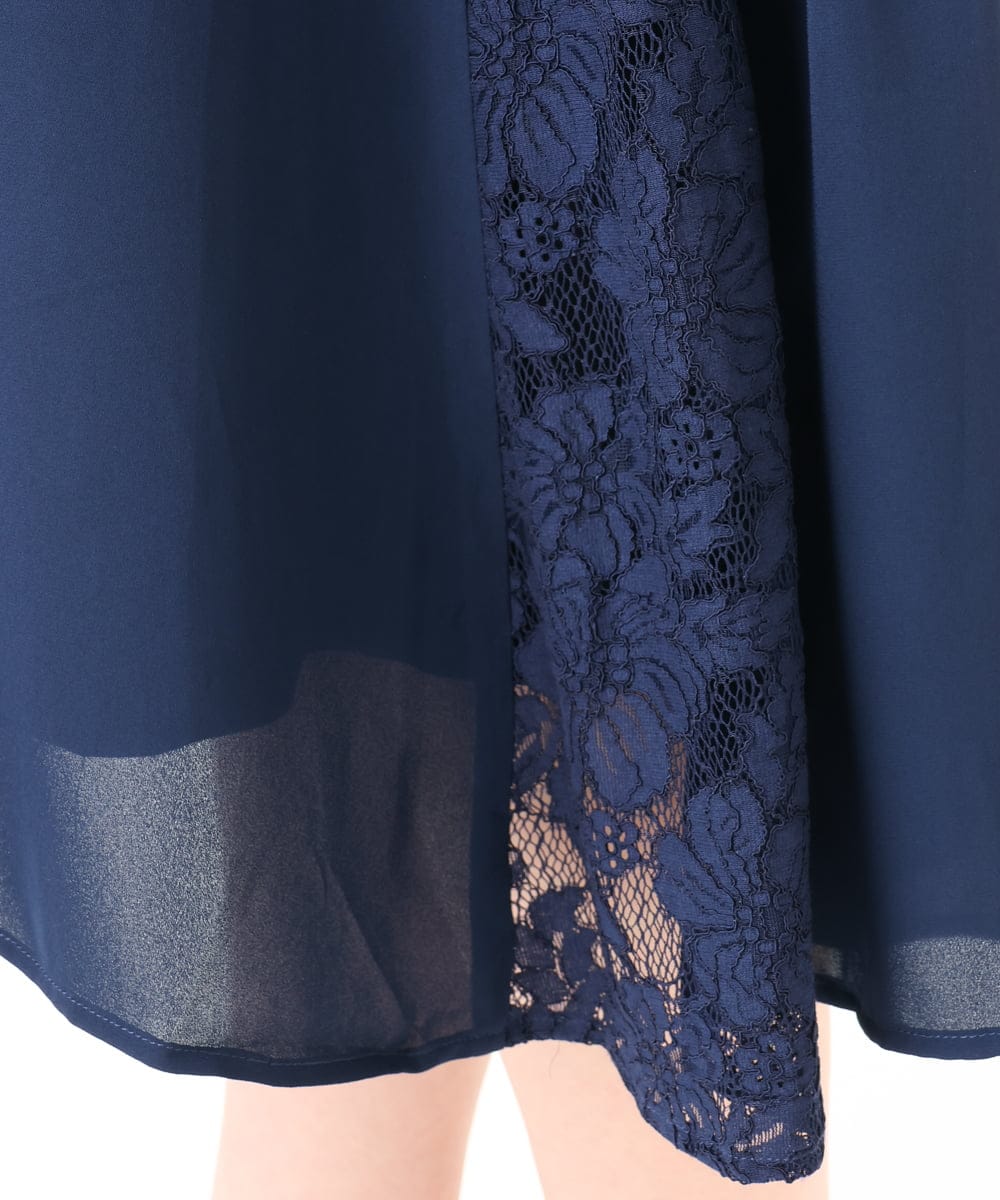 OLELA08179 eur3(エウルキューブ) 【WEB先行販売】【大きいサイズ】サイドレースドレス ネイビー(57)
