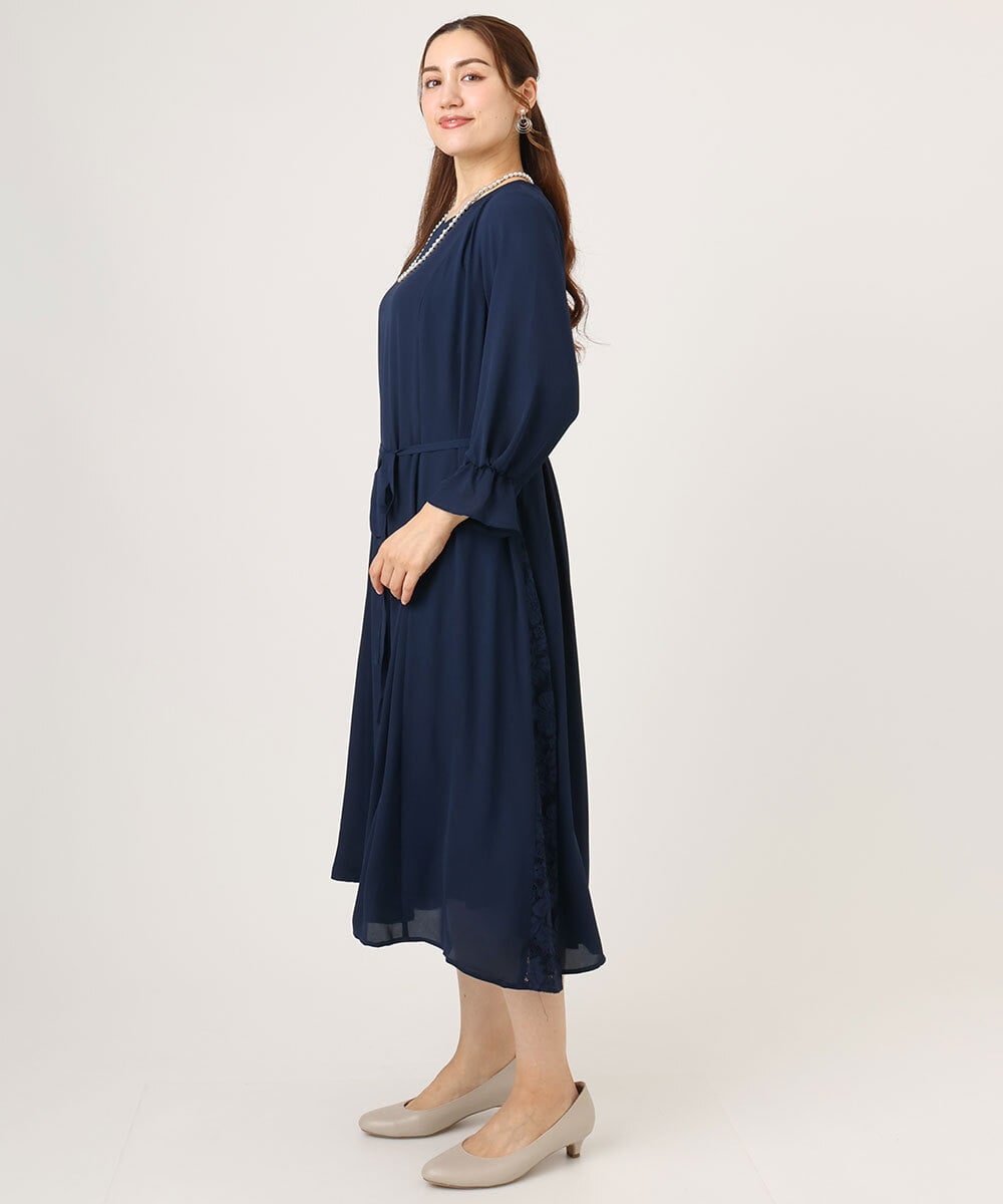 OLELA08179 eur3(エウルキューブ) 【WEB先行販売】【大きいサイズ】サイドレースドレス ネイビー(57)