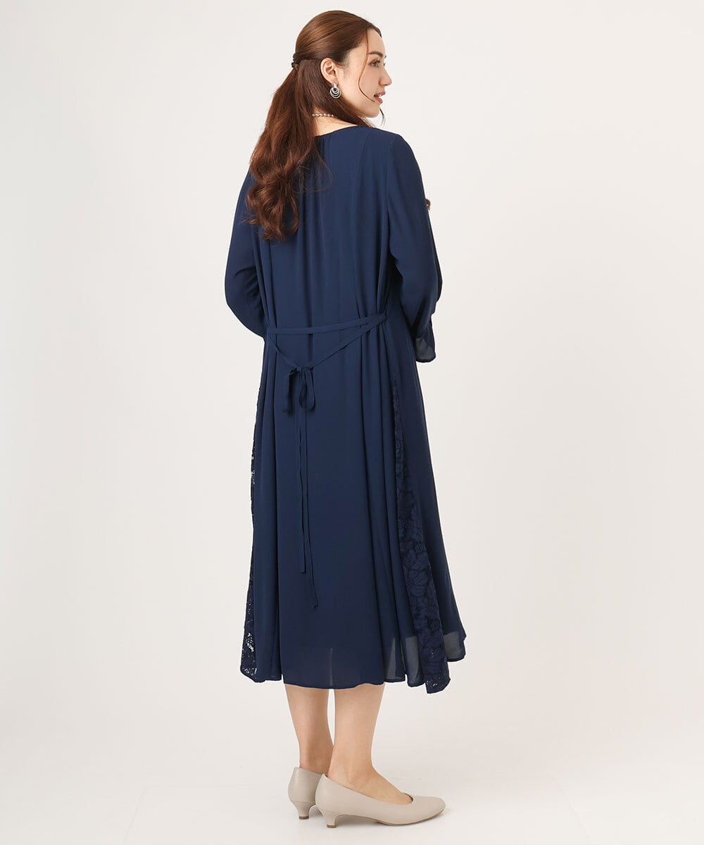 OLELA08179 eur3(エウルキューブ) 【WEB先行販売】【大きいサイズ】サイドレースドレス ネイビー(57)
