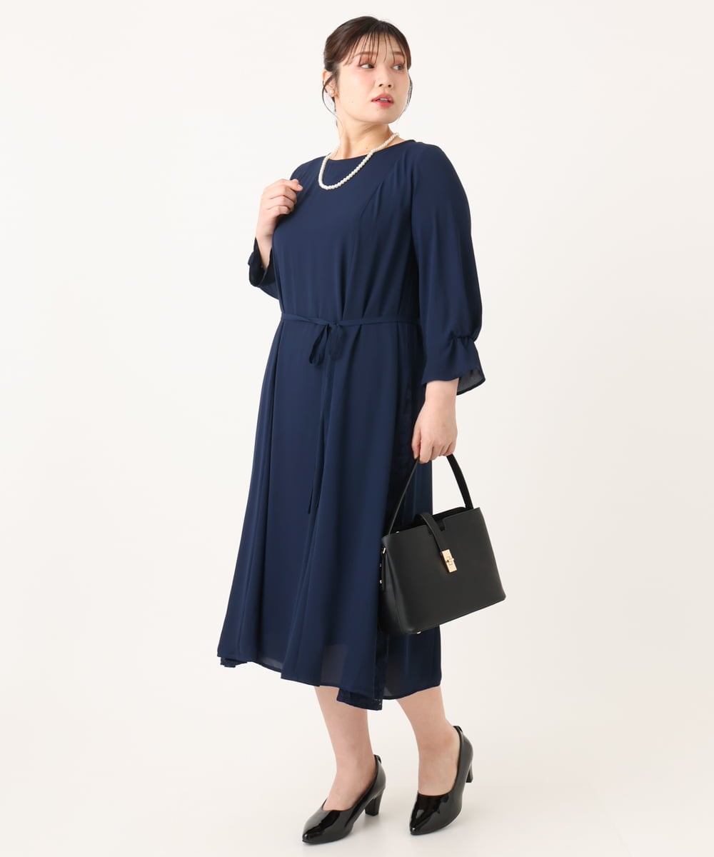 OLELA08179 eur3(エウルキューブ) 【WEB先行販売】【大きいサイズ】サイドレースドレス ネイビー(57)