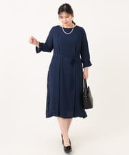 OLELA08179 eur3(エウルキューブ) 【WEB先行販売】【大きいサイズ】サイドレースドレス ネイビー(57)