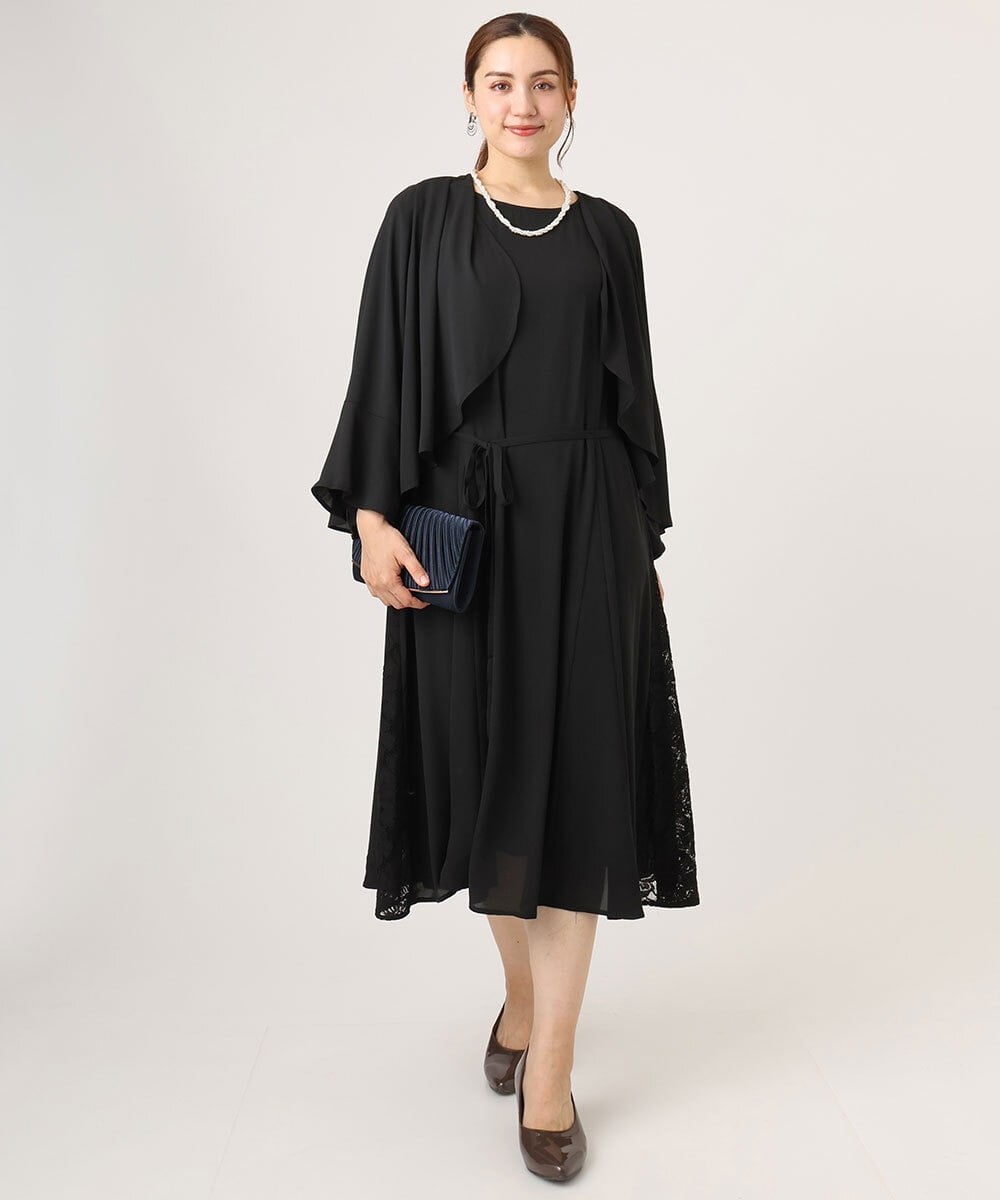 OLELA08179 eur3(エウルキューブ) 【WEB先行販売】【大きいサイズ】サイドレースドレス ブラック(94)