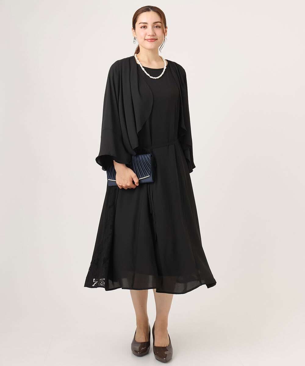 OLELA08179 eur3(エウルキューブ) 【WEB先行販売】【大きいサイズ】サイドレースドレス ブラック(94)