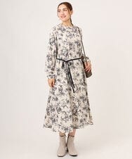 OLELA09139 eur3(エウルキューブ) 【WEB先行販売】【大きいサイズ】プリント花柄ワンピース アイボリー(80)