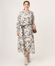 OLELA09139 eur3(エウルキューブ) 【WEB先行販売】【大きいサイズ】プリント花柄ワンピース アイボリー(80)