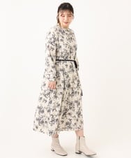 OLELA09139 eur3(エウルキューブ) 【WEB先行販売】【大きいサイズ】プリント花柄ワンピース アイボリー(80)