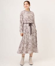 OLELA09139 eur3(エウルキューブ) 【WEB先行販売】【大きいサイズ】プリント花柄ワンピース ライトグレー(91)