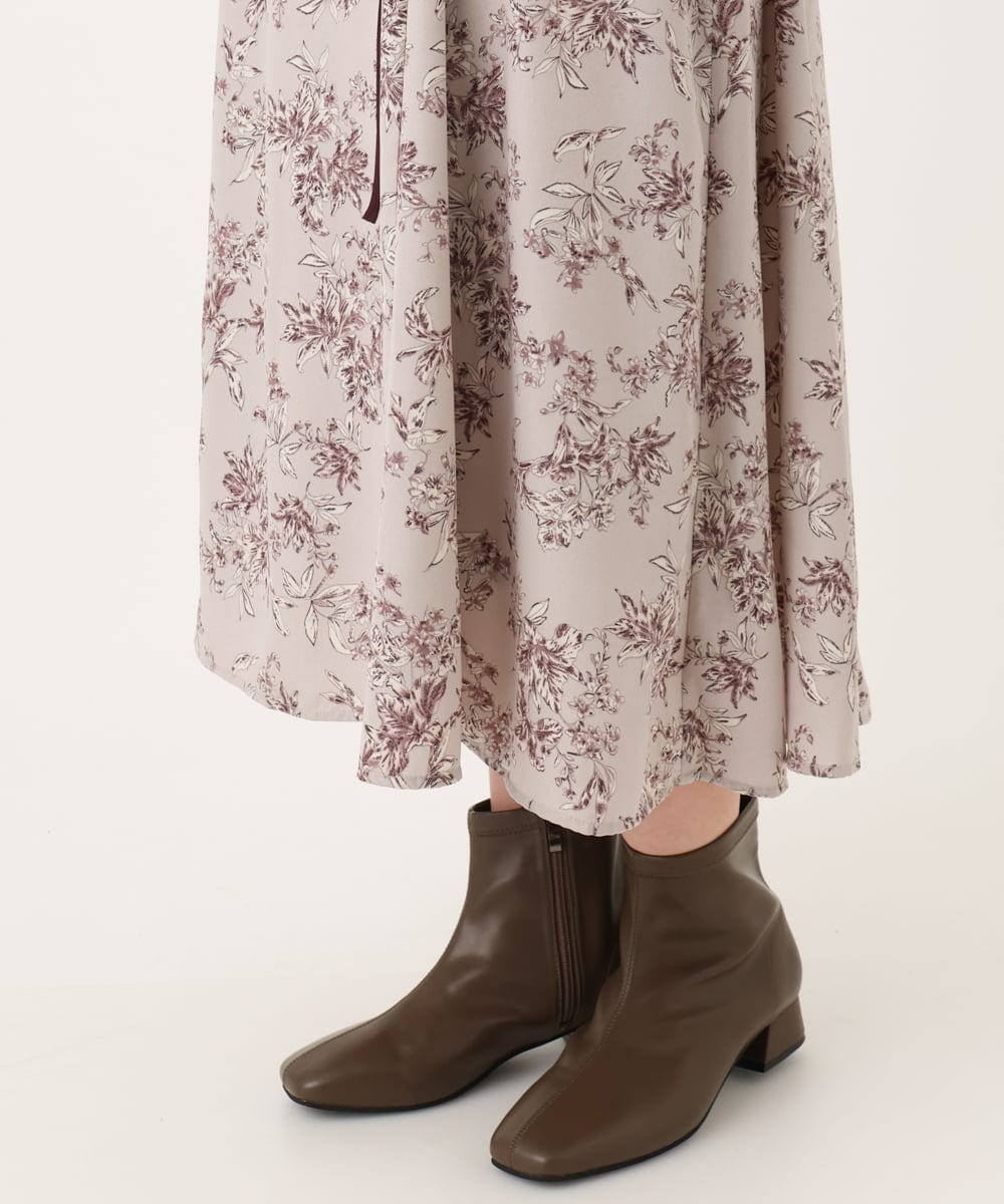 OLELA09139 eur3(エウルキューブ) 【WEB先行販売】【大きいサイズ】プリント花柄ワンピース ライトグレー(91)