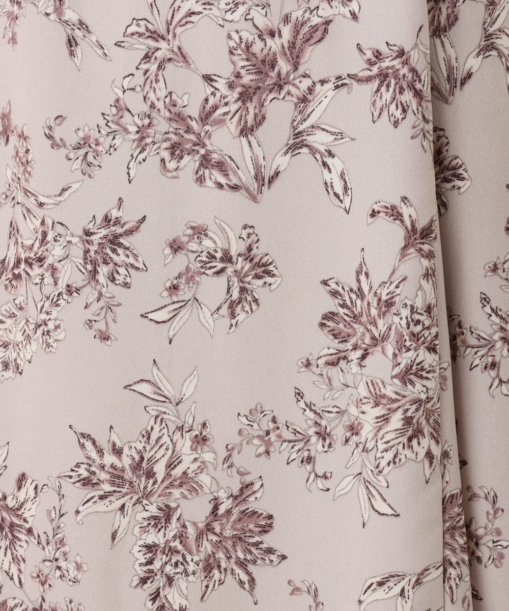OLELA09139 eur3(エウルキューブ) 【WEB先行販売】【大きいサイズ】プリント花柄ワンピース ライトグレー(91)