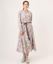 OLELA09139 eur3(エウルキューブ) 【WEB先行販売】【大きいサイズ】プリント花柄ワンピース ライトグレー(91)