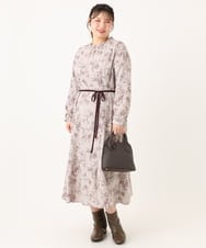 OLELA09139 eur3(エウルキューブ) 【WEB先行販売】【大きいサイズ】プリント花柄ワンピース ライトグレー(91)
