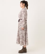 OLELA09139 eur3(エウルキューブ) 【WEB先行販売】【大きいサイズ】プリント花柄ワンピース ライトグレー(91)