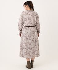 OLELA09139 eur3(エウルキューブ) 【WEB先行販売】【大きいサイズ】プリント花柄ワンピース ライトグレー(91)