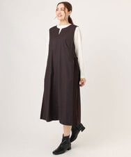 OLELA10139 eur3(エウルキューブ) 【WEB先行販売】【大きいサイズ】サイドリブジャンパースカート ダークブラウン(87)