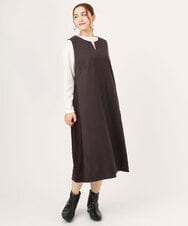 OLELA10139 eur3(エウルキューブ) 【WEB先行販売】【大きいサイズ】サイドリブジャンパースカート ダークブラウン(87)