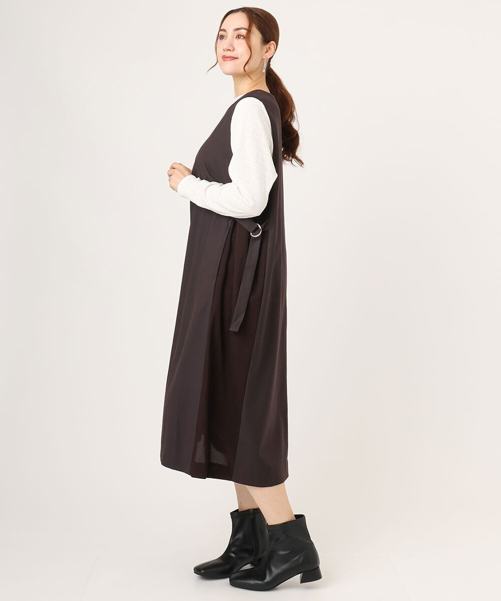 OLELA10139 eur3(エウルキューブ) 【WEB先行販売】【大きいサイズ】サイドリブジャンパースカート ダークブラウン(87)