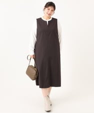 OLELA10139 eur3(エウルキューブ) 【WEB先行販売】【大きいサイズ】サイドリブジャンパースカート ダークブラウン(87)