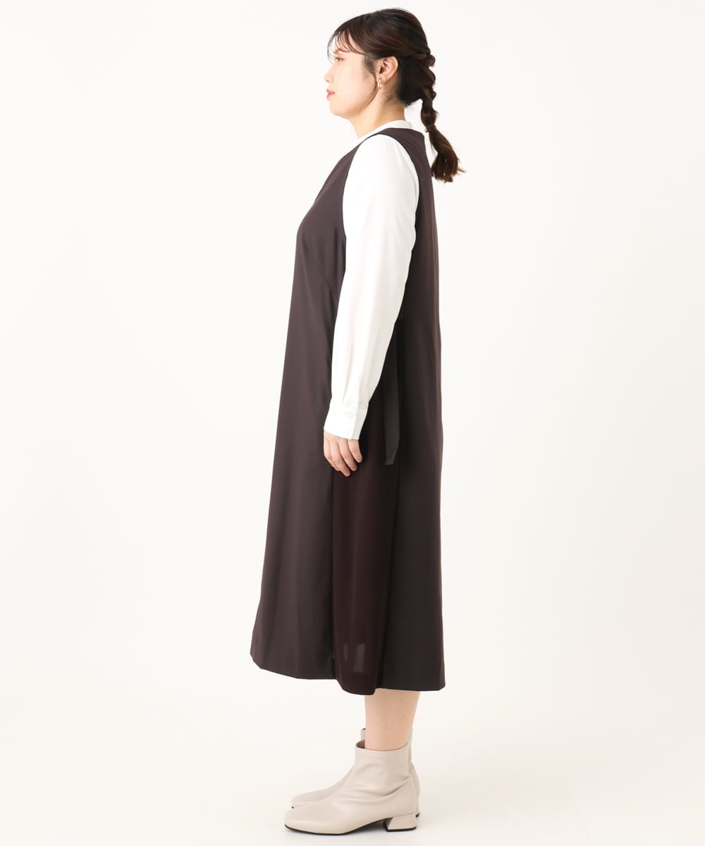 OLELA10139 eur3(エウルキューブ) 【WEB先行販売】【大きいサイズ】サイドリブジャンパースカート ダークブラウン(87)