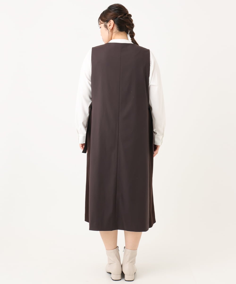 OLELA10139 eur3(エウルキューブ) 【WEB先行販売】【大きいサイズ】サイドリブジャンパースカート ダークブラウン(87)