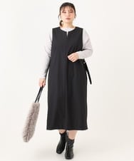OLELA10139 eur3(エウルキューブ) 【WEB先行販売】【大きいサイズ】サイドリブジャンパースカート ブラック(94)