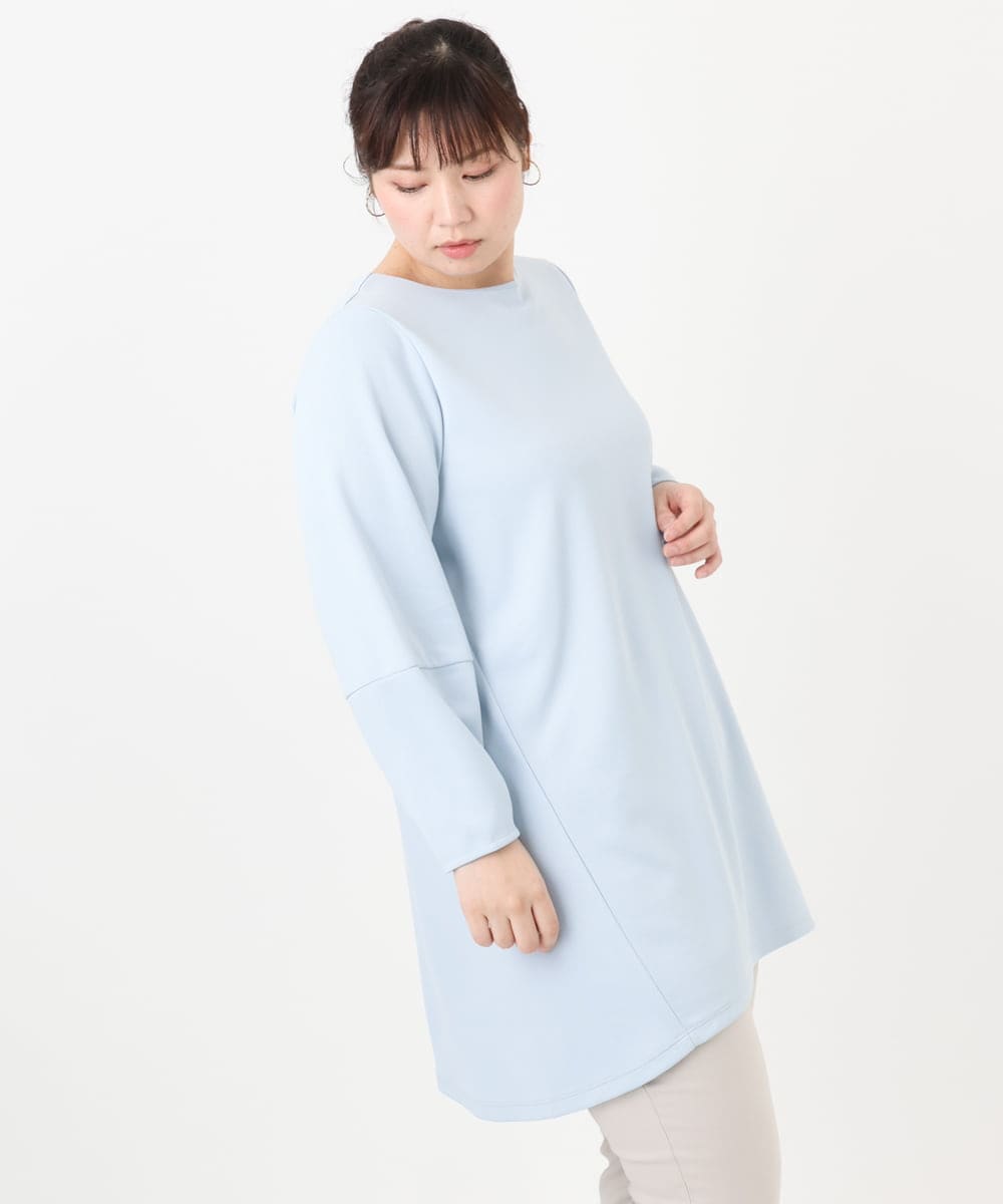 OLELA14069 eur3(エウルキューブ) 【大きいサイズ】コクーンスリーブバックフレアトップス ライトブルー(50)