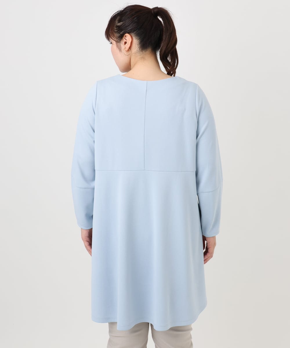 OLELA14069 eur3(エウルキューブ) 【大きいサイズ】コクーンスリーブバックフレアトップス ライトブルー(50)