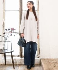 OLELA14069 eur3(エウルキューブ) 【大きいサイズ】コクーンスリーブバックフレアトップス グレージュ(89)