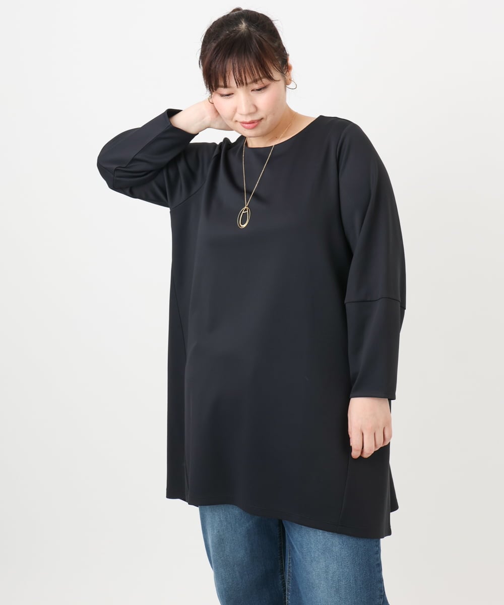 OLELA14069 eur3(エウルキューブ) 【大きいサイズ】コクーンスリーブバックフレアトップス ブラック(94)