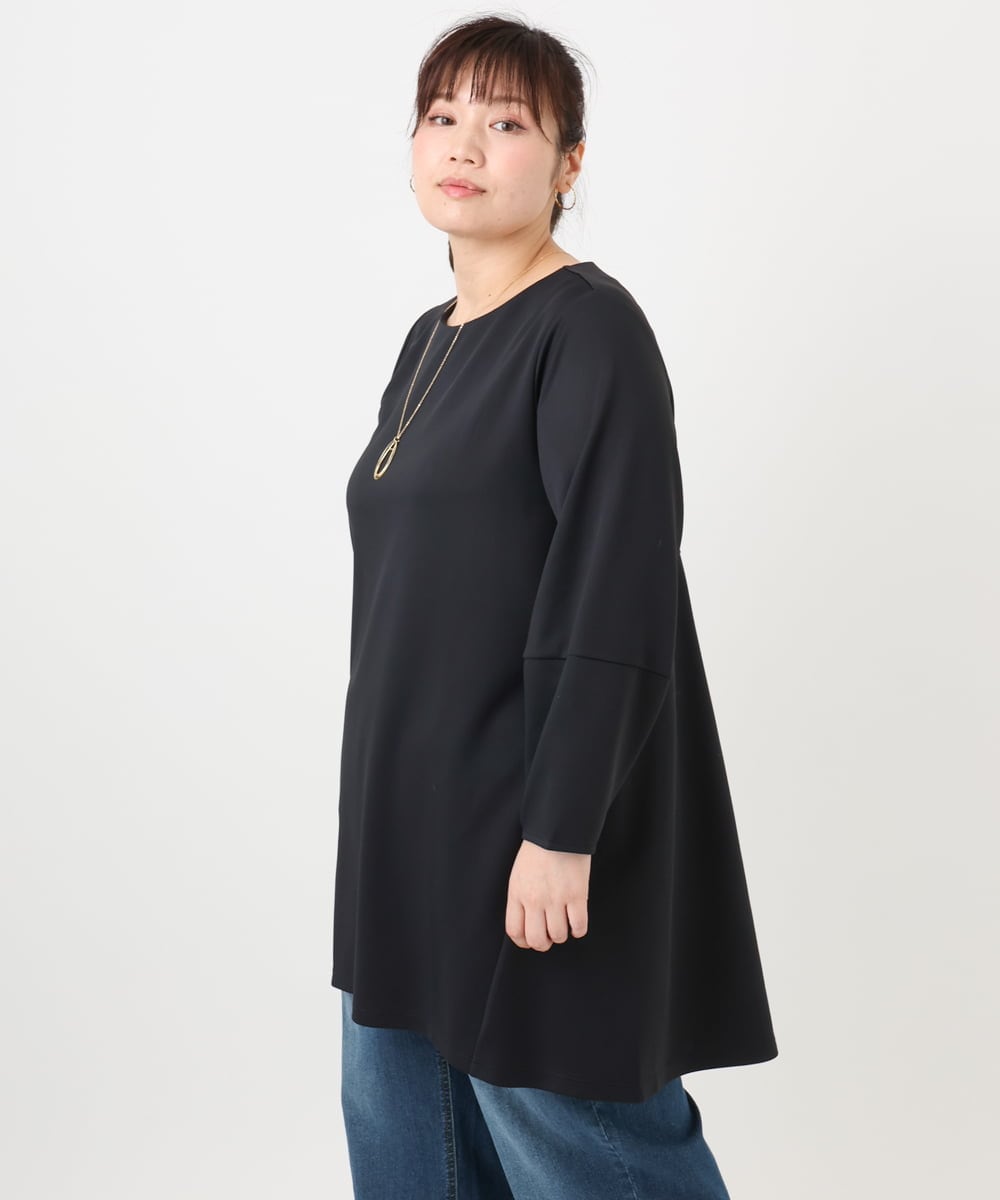 OLELA14069 eur3(エウルキューブ) 【大きいサイズ】コクーンスリーブバックフレアトップス ブラック(94)