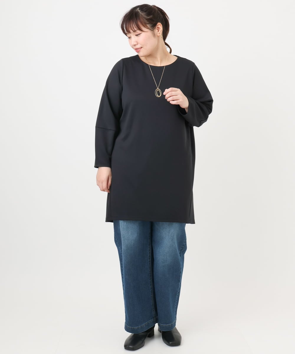 OLELA14069 eur3(エウルキューブ) 【大きいサイズ】コクーンスリーブバックフレアトップス ブラック(94)