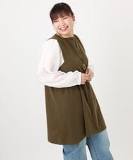 OLELA19079 eur3(エウルキューブ) 【大きいサイズ】異素材チュニック カーキ(36)
