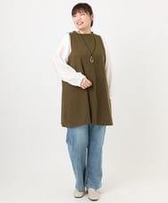 OLELA19079 eur3(エウルキューブ) 【大きいサイズ】異素材チュニック カーキ(36)
