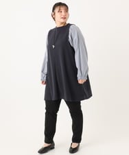 OLELA19079 eur3(エウルキューブ) 【大きいサイズ】異素材チュニック ネイビー(57)