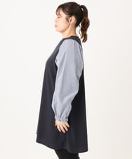 OLELA19079 eur3(エウルキューブ) 【大きいサイズ】異素材チュニック ネイビー(57)
