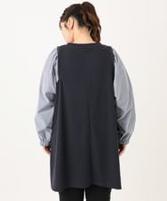 OLELA19079 eur3(エウルキューブ) 【大きいサイズ】異素材チュニック ネイビー(57)