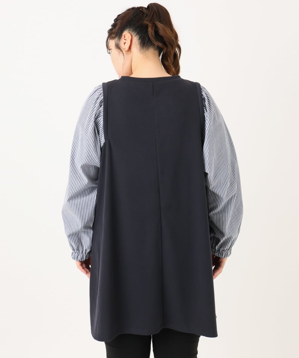 OLELA19079 eur3(エウルキューブ) 【大きいサイズ】異素材チュニック ネイビー(57)