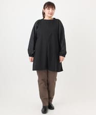OLELA19079 eur3(エウルキューブ) 【大きいサイズ】異素材チュニック ブラック(94)