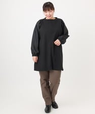 OLELA19079 eur3(エウルキューブ) 【大きいサイズ】異素材チュニック ブラック(94)