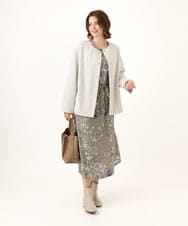 OLELD08129 eur3(エウルキューブ) 【WEB先行販売】【大きいサイズ】ボタニカルフラワープリントワンピース グレー