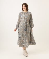 OLELD08129 eur3(エウルキューブ) 【WEB先行販売】【大きいサイズ】ボタニカルフラワープリントワンピース グレー