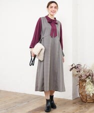 OLELD09139 eur3(エウルキューブ) 【大きいサイズ】チェックジャンパースカート ダークブラウン