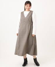 OLELD09139 eur3(エウルキューブ) 【大きいサイズ】チェックジャンパースカート ダークブラウン