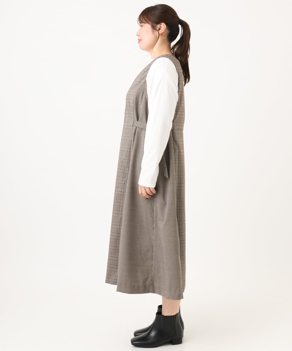 OLELD09139 eur3(エウルキューブ) 【大きいサイズ】チェックジャンパースカート ダークブラウン