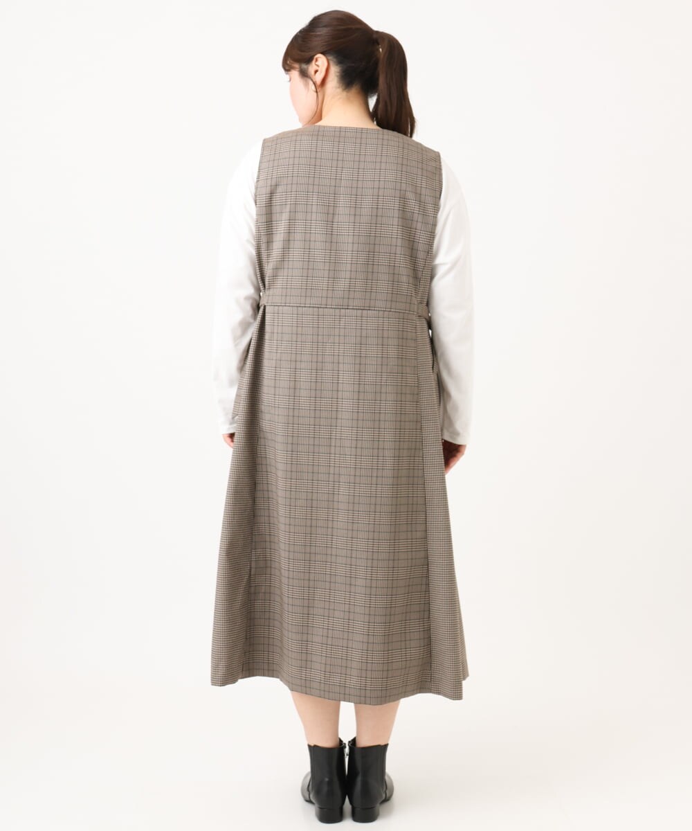 OLELD09139 eur3(エウルキューブ) 【大きいサイズ】チェックジャンパースカート ダークブラウン