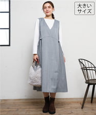 OLELD09139 eur3(エウルキューブ) 【大きいサイズ】チェックジャンパースカート ブラック